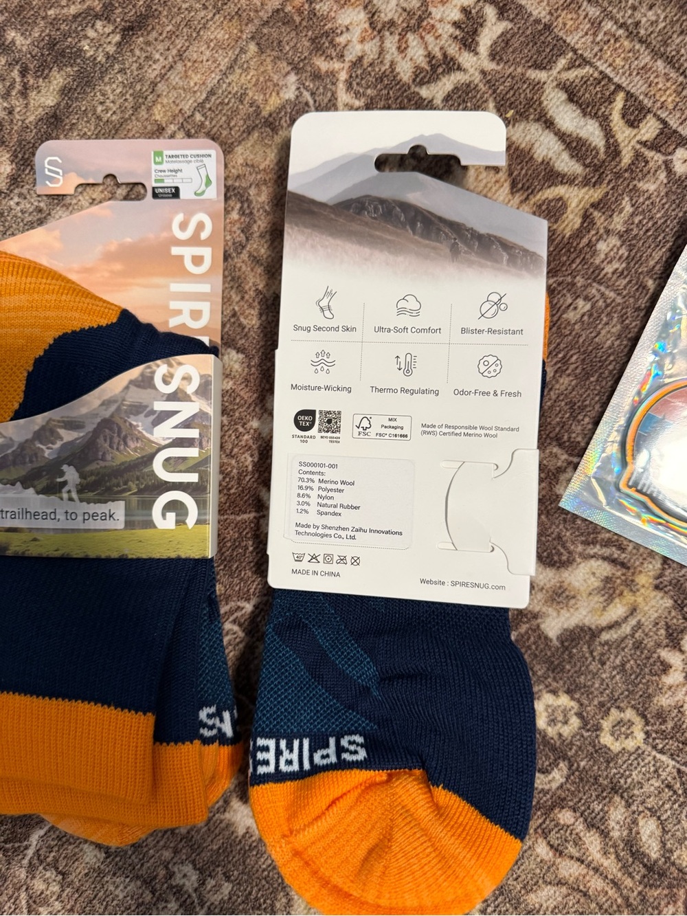 2 pack of Hiking socks and key chain